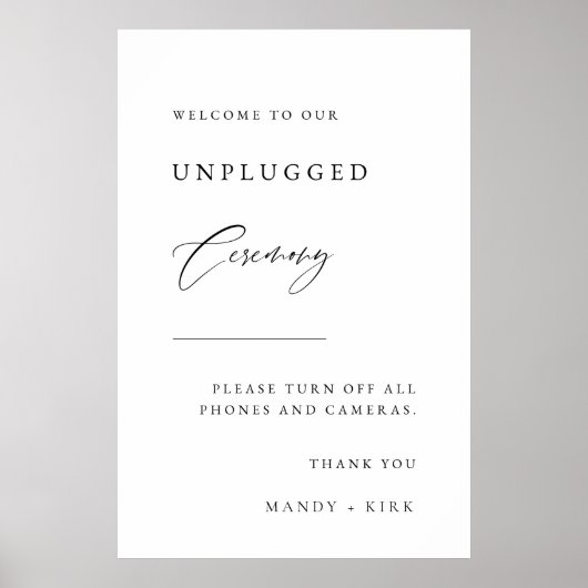 Unplugged Ceremony Wedding Sign ポスター (正面)