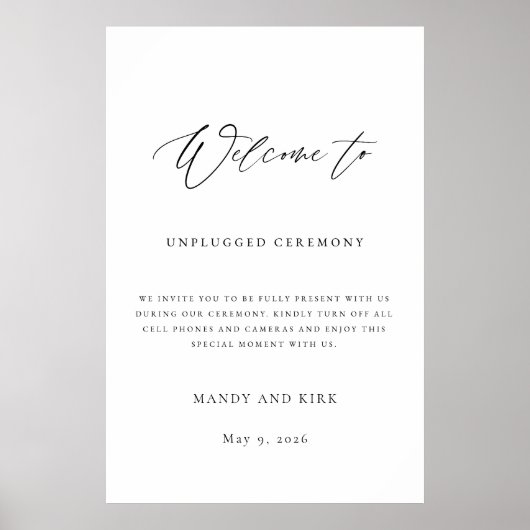 Unplugged Ceremony Wedding Sign ポスター (正面)