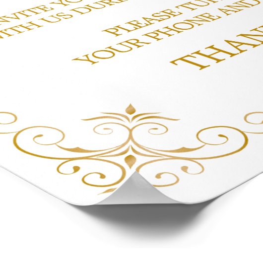 Unplugged Ceremony Wedding Sign | Gatsby Art Deco ポスター (角)