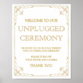 Unplugged Ceremony Wedding Sign | Gatsby Art Deco ポスター (正面)