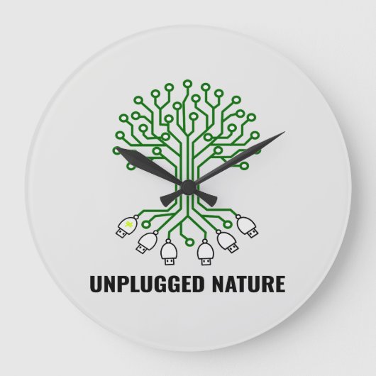 Unplugged Nature Circuit Tree USB ラージ壁時計 (正面)