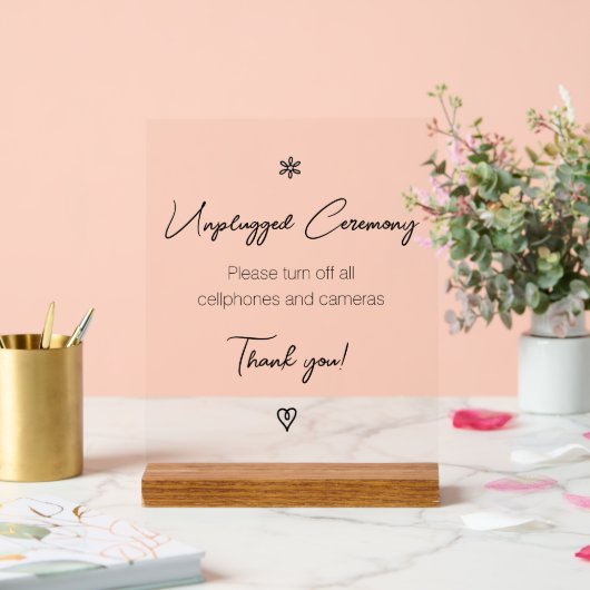 Unplugged Wedding Ceremony Fancy Calligraphy  アクリルサイン (ウェディング)