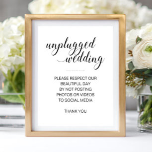 Unplugged Wedding No Social Media Sign ポスター