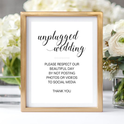 Unplugged Wedding No Social Media Sign ポスター