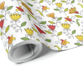 Unrolled and flat sheets of floral wrapping paper  ラッピングペーパー (ロールコーナー)