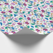 Unrolled and flat views of vibrant floral wrapping ラッピングペーパー (角)