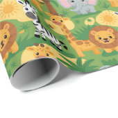 Unrolled gift wrap with a playful jungle theme  ラッピングペーパー (ロールコーナー)