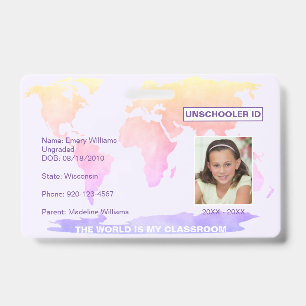 Unschooler Student IDワールドマップ バッジ