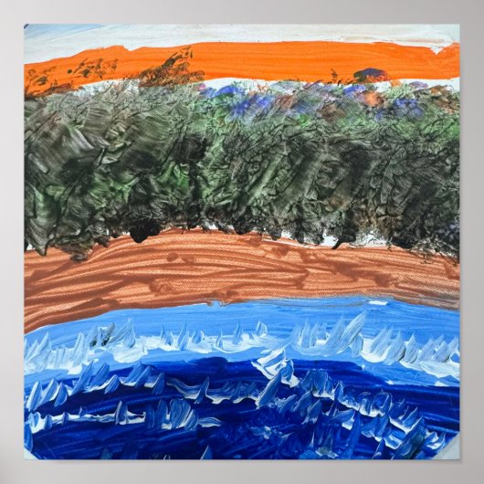unset Ocean Forest Landscape - Art by 8-Year-Old ポスター (正面)