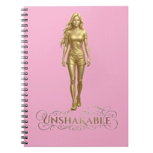 Unshakable: Power Written in Gold notebook pink  ノートブック (正面)