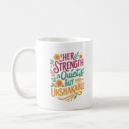  Unshakable Strength – Empowering Quote for Women コーヒーマグカップ (左)