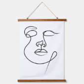 Unspeaked – ミニマル抽象芸術ワンライン顔アート 吊り下げ型タペストリー (正面)