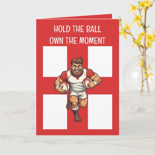 Unstoppable Charge Cartoon Rugby Power Run カード (黄色い花)