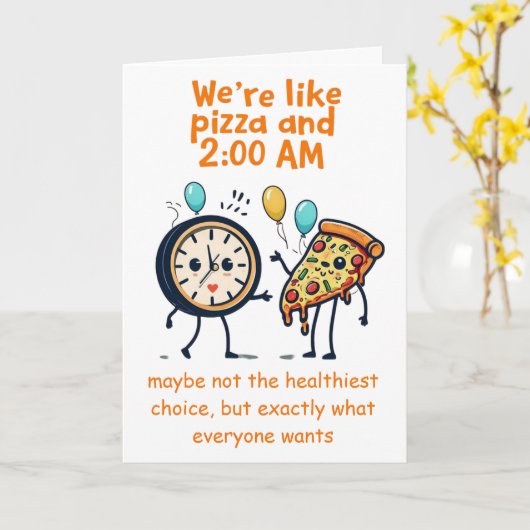 Unstoppable Duo: Pizza & 2:00 AM Anniversary カード (黄色い花)