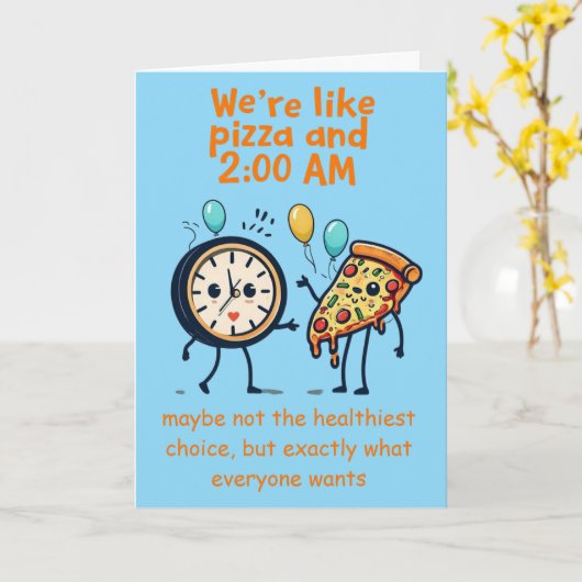 Unstoppable Duo: Pizza & 2:00 AM Anniversary カード (黄色い花)