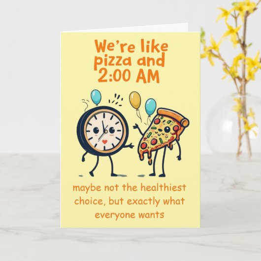 Unstoppable Duo: Pizza & 2:00 AM Anniversary カード (黄色い花)