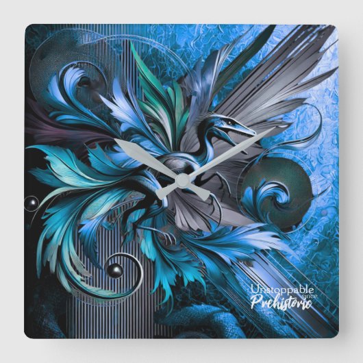 Unstoppable Raptor – Fuel Strength, Rule the Wild スクエア壁時計 (正面)