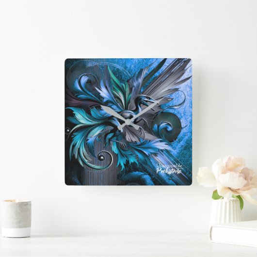 Unstoppable Raptor – Fuel Strength, Rule the Wild スクエア壁時計 (ホーム)