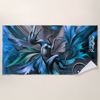 Unstoppable Raptor – Fuel Strength, Rule the Wild ビーチタオル