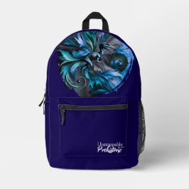 Unstoppable Raptor – Fuel Strength, Rule the Wild プリントバックパック