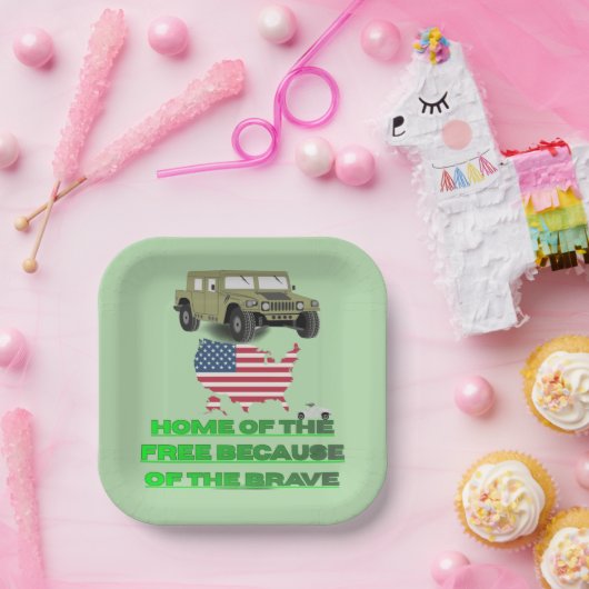 Unstoppable veterans pale green  ペーパープレート (パーティー)