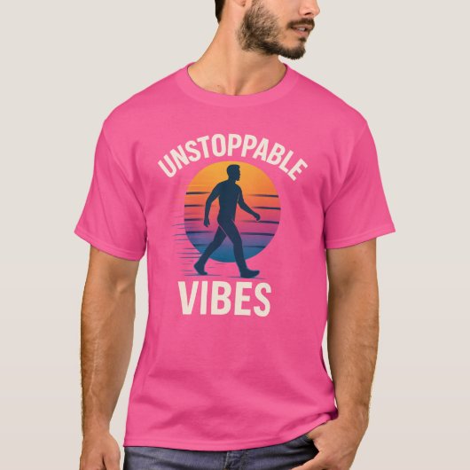 Unstoppable Vibes Retro Sunset Silhouette T-Shirt Tシャツ (正面)