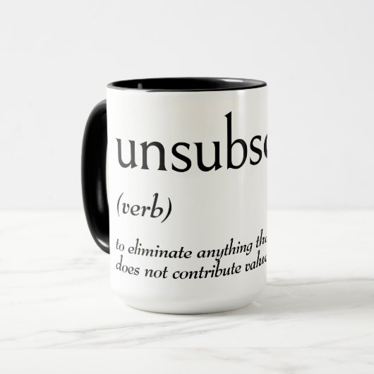 「UNSUBSCRIBE」の辞書的定義 マグカップ (正面左)
