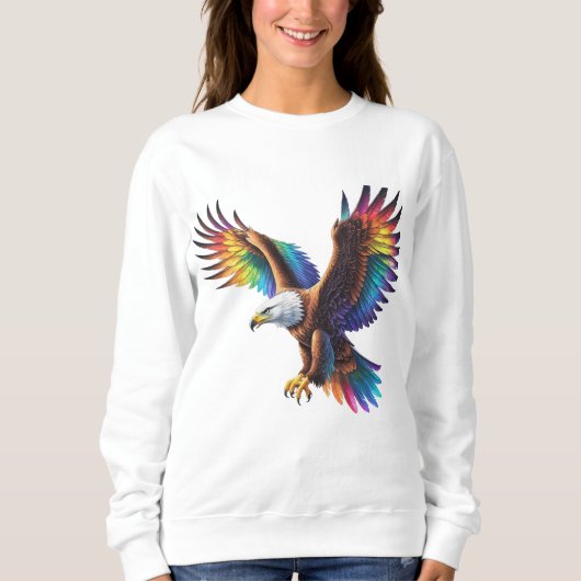 🦅✨ Untamed Spirit: The Rainbow Eagle of Freedom スウェットシャツ (正面)