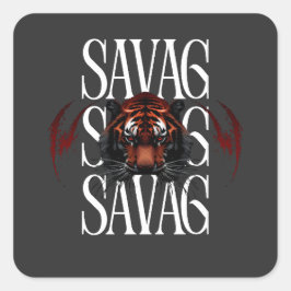 Untamed Tiger Sticker – Bold Wild Streetwear Graph スクエアシール