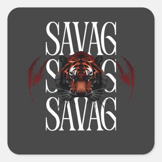 Untamed Tiger Sticker – Bold Wild Streetwear Graph スクエアシール (正面)