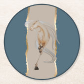 Untersetzer mit edlem Pferdemotiv ラウンドペーパーコースター (正面)