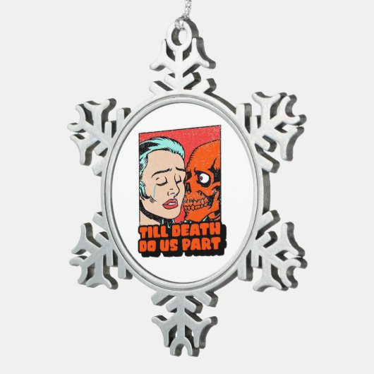 Until Death Do Us Part Classic Design スノーフレークピューターオーナメント (右)