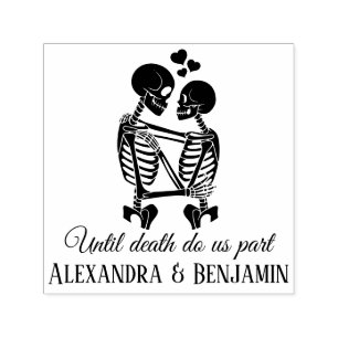 "Until Death Do Us Part" Skeleton Couple Embracing セルフインキングスタンプ
