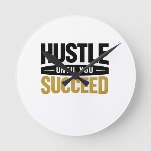 Until You Succeed – Minimal Gold Motivation Design ラウンド壁時計 (正面)