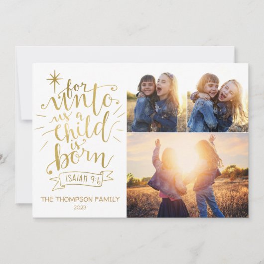 Unto Usクリスマスフォトカード3枚の写真 シーズンカード (正面)