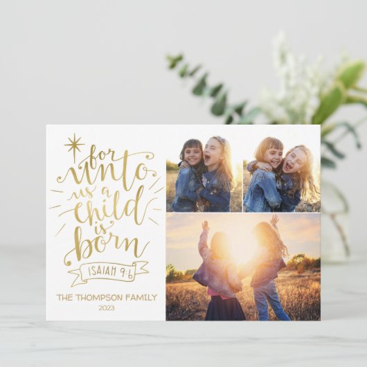 Unto Usクリスマスフォトカード3枚の写真 シーズンカード (スタンド正面)