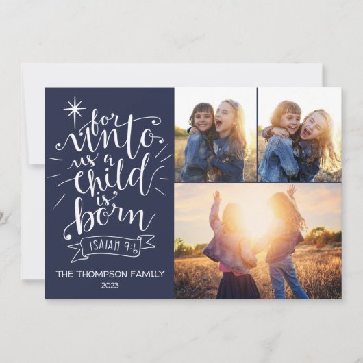 Unto Usクリスマスフォトカード3枚の写真 シーズンカード (正面)