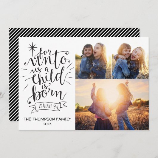 Unto Usクリスマスフォトカード3枚の写真 シーズンカード (正面/裏面)