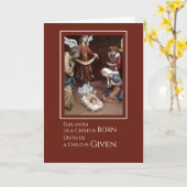 Unto Usチャイルド生まれク・クリスマスカード カード (黄色い花)