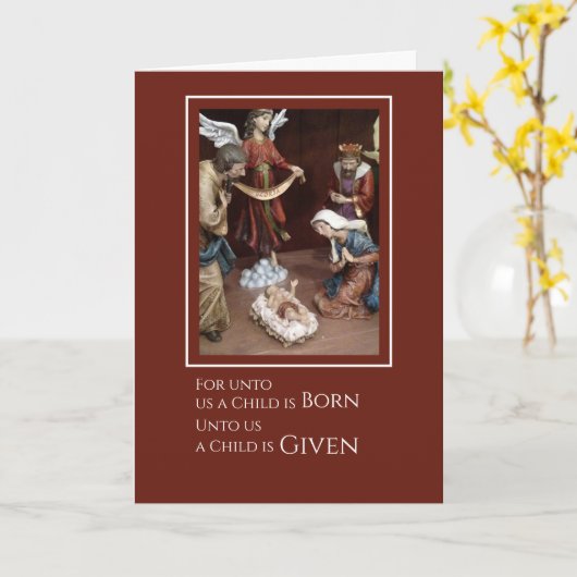 Unto Usチャイルド生まれク・クリスマスカード カード (黄色い花)