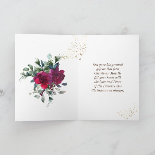 Unto Us子供はイザヤ生まれアの9:6クリスマスのバラ シーズンカード (内部)