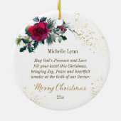 Unto Us子供はイザヤ生まれアの9:6クリスマスのバラ セラミックオーナメント (裏面)