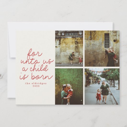 Unto Us宗教的なモダンクリスマスフォトカード 招待状 (正面)