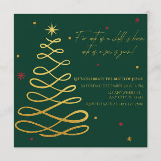 Unto Us A Child Is Born Christmas Party Invitation 招待状