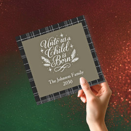 Unto Us A Child Is Born Square Photo Christmas シーズンカード