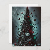  unusual Dark Gothic Christmas Tree Greetings シーズンカード (正面/裏面)