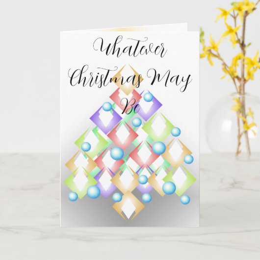 Unusual Minimalist Modern Christmas Tree Greetings カード (黄色い花)