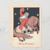  unusual style サンタが馬に乗ったグリーティングカード シーズンカード (正面/裏面)