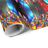 Unusual Vibrant Colorful Patterned Christmas ラッピングペーパー (ロールコーナー)
