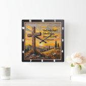 Unwavering Faith: Cross's Enduring Power スクエア壁時計 (ホーム)